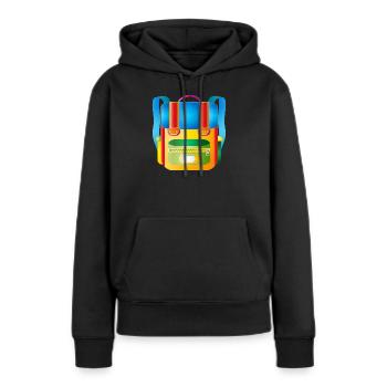 Bunter Retro-Schulranzen für coole Kids - Frauen Premium Bio Hoodie - Schwarz - Vorne - Julia (174cm)