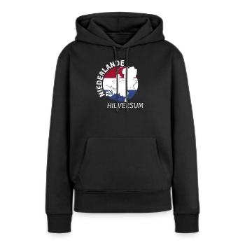 Hilversum - Frauen Premium Bio Hoodie - Schwarz - Vorne - Julia (174cm)