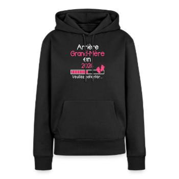 Arrière Grand-mère en 2026 Cadeau Future Mamie - Sweat à capuche Premium bio Femme - noir - Devant - Julia (174cm)