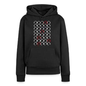Motif casque avec accents rouges - Sweat à capuche Premium bio Femme - noir - Devant - Julia (174cm)