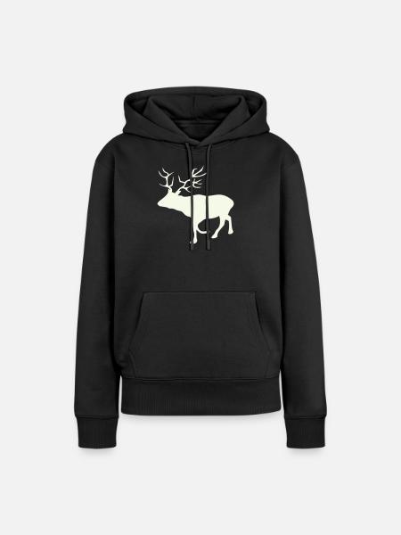 Hirsch Reh - Frauen Premium Bio Hoodie - Schwarz