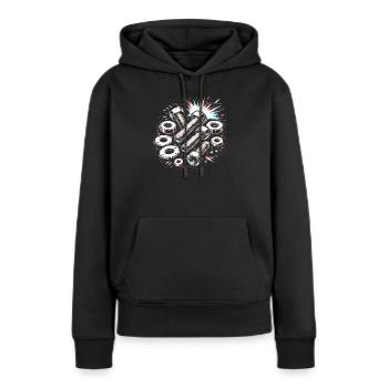 Boulons Écrous Conception mécanique des outils - Sweat à capuche Premium bio Femme - noir - Devant - Julia (174cm)