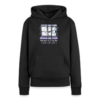 211 Tabs offen — einer spielt Musik - Frauen Premium Bio Hoodie - Schwarz - Vorne - Julia (174cm)