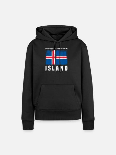 Island Reise - Frauen Premium Bio Hoodie - Schwarz