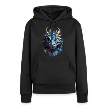 Dragon mystique - Lueur lugubre - Sweat à capuche Premium bio Femme - noir - Devant - Julia (174cm)