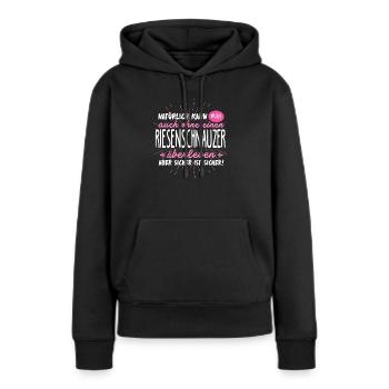 Niemals ohne RIESENSCHNAUZER - Frauen Premium Bio Hoodie - Schwarz - Vorne - Julia (174cm)