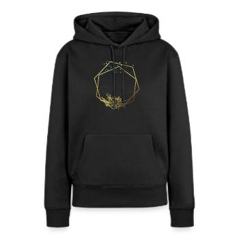 Cadre Or Rose Hexagone Abstrait Hexagone - Sweat à capuche Premium bio Femme - noir - Devant - Julia (174cm)