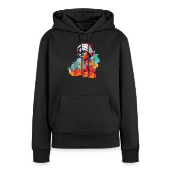 Urban Mama - Sweat à capuche Premium bio Femme - noir - Devant - Julia (174cm)