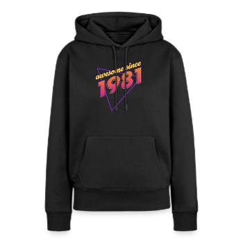 Rétro - Awesome since 1981 - Sweat à capuche Premium bio Femme - noir - Devant - Julia (174cm)