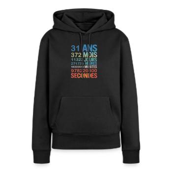 31 Ans en Chiffres – Design Anniversaire - Frauen Premium Bio Hoodie - Schwarz - Vorne - Julia (174cm)
