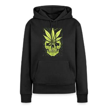 Conception du crâne et du cannabis de Coola - Sweat à capuche Premium bio Femme - noir - Devant - Julia (174cm)
