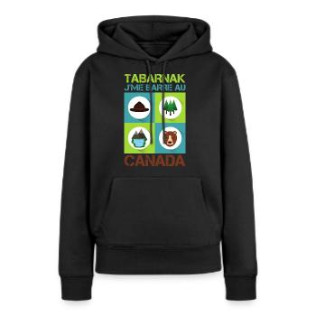 Tabarnak Je Me Barre Au Canada, Feuille D'érable - Sweat à capuche Premium bio Femme - noir - Devant - Julia (174cm)