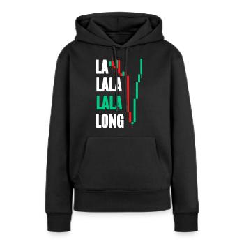 Long Trade - Frauen Premium Bio Hoodie - Schwarz - Vorne - Julia (174cm)