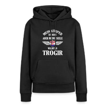 Trogir Sehnsucht – Historisches Juwel an der Adria - Frauen Premium Bio Hoodie - Schwarz - Vorne - Julia (174cm)