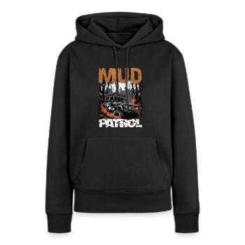 Patrouille de boue - Sweat à capuche Premium bio Femme - noir - Devant - Julia (174cm)