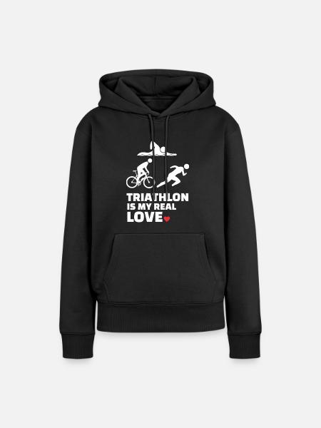 Ich Liebe Triathlon - Frauen Premium Bio Hoodie - Schwarz