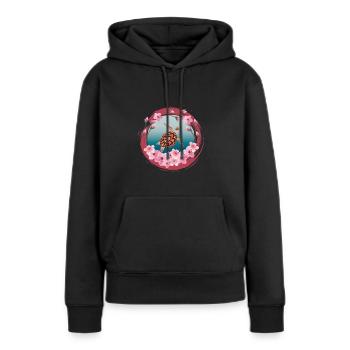Turtle_Cherry-Blossom - Frauen Premium Bio Hoodie - Schwarz - Vorne - Julia (174cm)