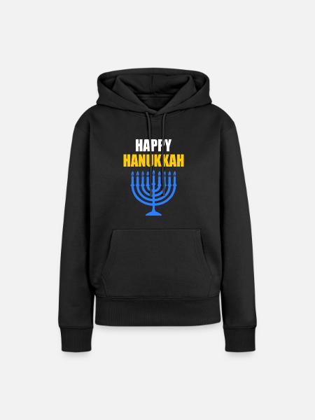 HAPPY HANUKKAH - Frauen Premium Bio Hoodie - Schwarz