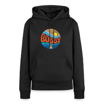Bobby Shirt Vintage Sunset Bobby Groovy Tie Dye - Sweat à capuche Premium bio Femme - noir - Devant - Julia (174cm)