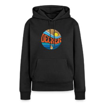 Decker Shirt Vintage Sunset Decker Groovy Tie Dye - Frauen Premium Bio Hoodie - Schwarz - Vorne - Julia (174cm)