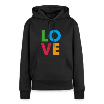 Love - Women’s Premium Organic Hoodie - black - Front - Julia (174cm)