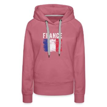 France Flag Distressed - Drapeau Français - Sweat à capuche Premium bio Femme - mauve - Devant - Isabella (175cm)