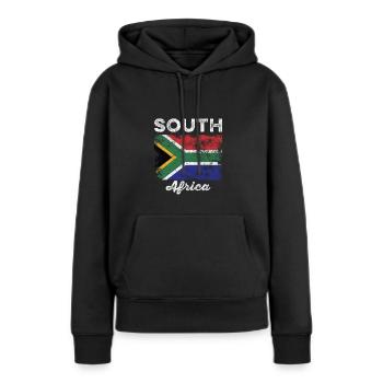 Südafrika Flagge Distressed - Frauen Premium Bio Hoodie - Schwarz - Vorne - Julia (174cm)