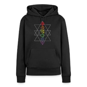 Rainbow Shapes - Frauen Premium Bio Hoodie - Schwarz - Vorne - Julia (174cm)