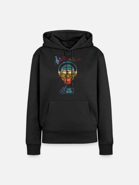 KONG MUSIK HÖREN - Frauen Premium Bio Hoodie - Schwarz