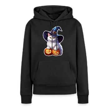 Halloween-Katze: Perfekter Grusel-Look - Frauen Premium Bio Hoodie - Schwarz - Vorne - Julia (174cm)