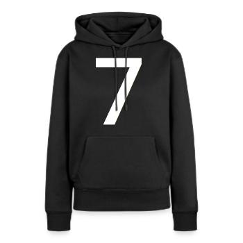 Millésime Sept - Sweat à capuche Premium bio Femme - noir - Devant - Julia (174cm)