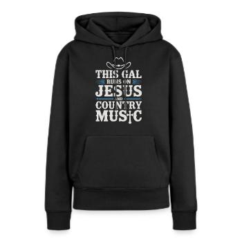 Pour les fans de foi et de country - Sweat à capuche Premium bio Femme - noir - Devant - Julia (174cm)