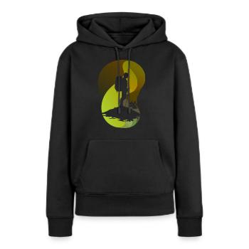 Wandern Hiking Trekker - Frauen Premium Bio Hoodie - Schwarz - Vorne - Julia (174cm)