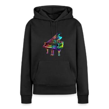PIANO A QUEUE - Sweat à capuche Premium bio Femme - noir - Devant - Julia (174cm)