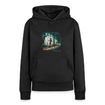 La course à pied est ma thérapie – Courir dans la nature - Sweat à capuche Premium bio Femme - noir - Devant - Julia (174cm)