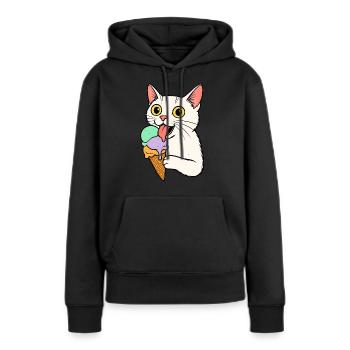 Cat with summer, heat, sun - Women’s Premium Organic Hoodie - black - Front - Julia (174cm)