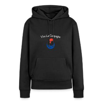 Vive la campagne, coq - Sweat à capuche Premium bio Femme - noir - Devant - Julia (174cm)