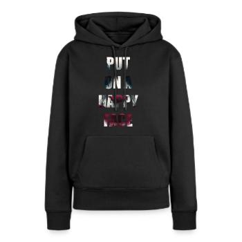 JOKER - Sweat à capuche Premium bio Femme - noir - Devant - Julia (174cm)