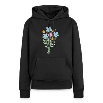 Les bouquets de fleurs - Sweat à capuche Premium bio Femme - noir - Devant - Julia (174cm)