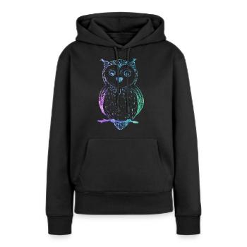 Eule - Frauen Premium Bio Hoodie - Schwarz - Vorne - Julia (174cm)