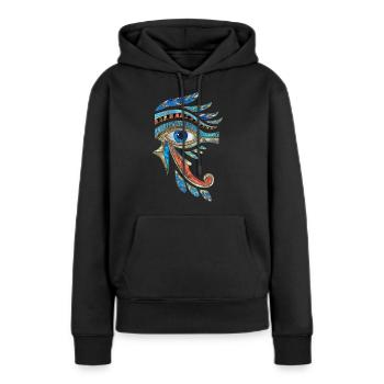Oeil égyptien d’Horus - ornement de Wadjet - Sweat à capuche Premium bio Femme - noir - Devant - Julia (174cm)