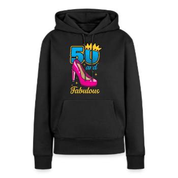 Birthday 50 anniversaire 50 ans 50 et fabulous - Sweat à capuche Premium bio Femme - noir - Devant - Julia (174cm)