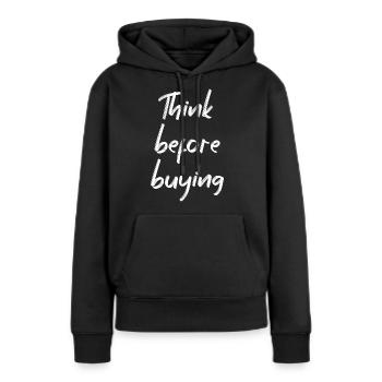 Minimalisme - Sweat à capuche Premium bio Femme - noir - Devant - Julia (174cm)