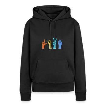 Gebärdensprache Gebärde ASL gehörlos - Frauen Premium Bio Hoodie - Schwarz - Vorne - Julia (174cm)