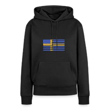 Suède Suédois - Sweat à capuche Premium bio Femme - noir - Devant - Julia (174cm)