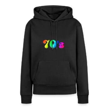 Années 70 | Soixante-dix | Décennie | Symbole - Sweat à capuche Premium bio Femme - noir - Devant - Julia (174cm)