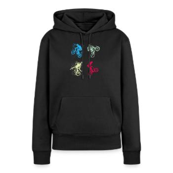 BMX / Bmx / bmx / Geschenkidee / Geburtstag - Frauen Premium Bio Hoodie - Schwarz - Vorne - Julia (174cm)