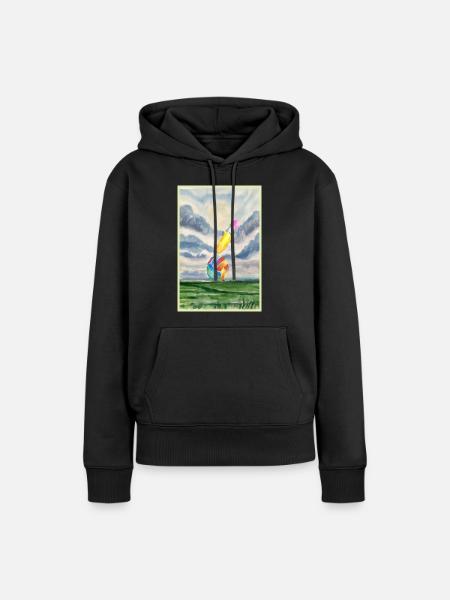 Aquarell Landschaft mit Ball - Frauen Premium Bio Hoodie - Schwarz