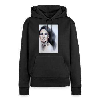 Femme avec des bijoux - Sweat à capuche Premium bio Femme - noir - Devant - Julia (174cm)