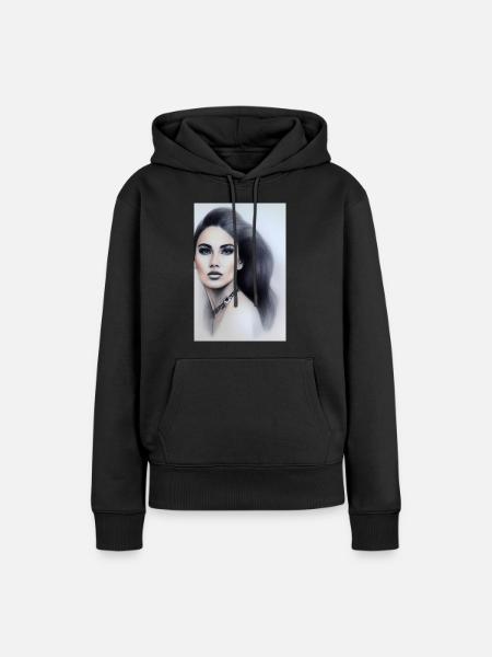 Frau mit Schmuck - Frauen Premium Bio Hoodie - Schwarz
